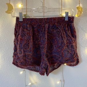 Mossimo Supply Company, flowy shorts. Size small, navy blue and burgundy.